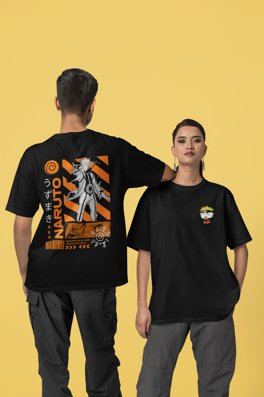 Naruto Black & White T-Shirt – Unisex Anime Tee for Naruto Shippuden Fans