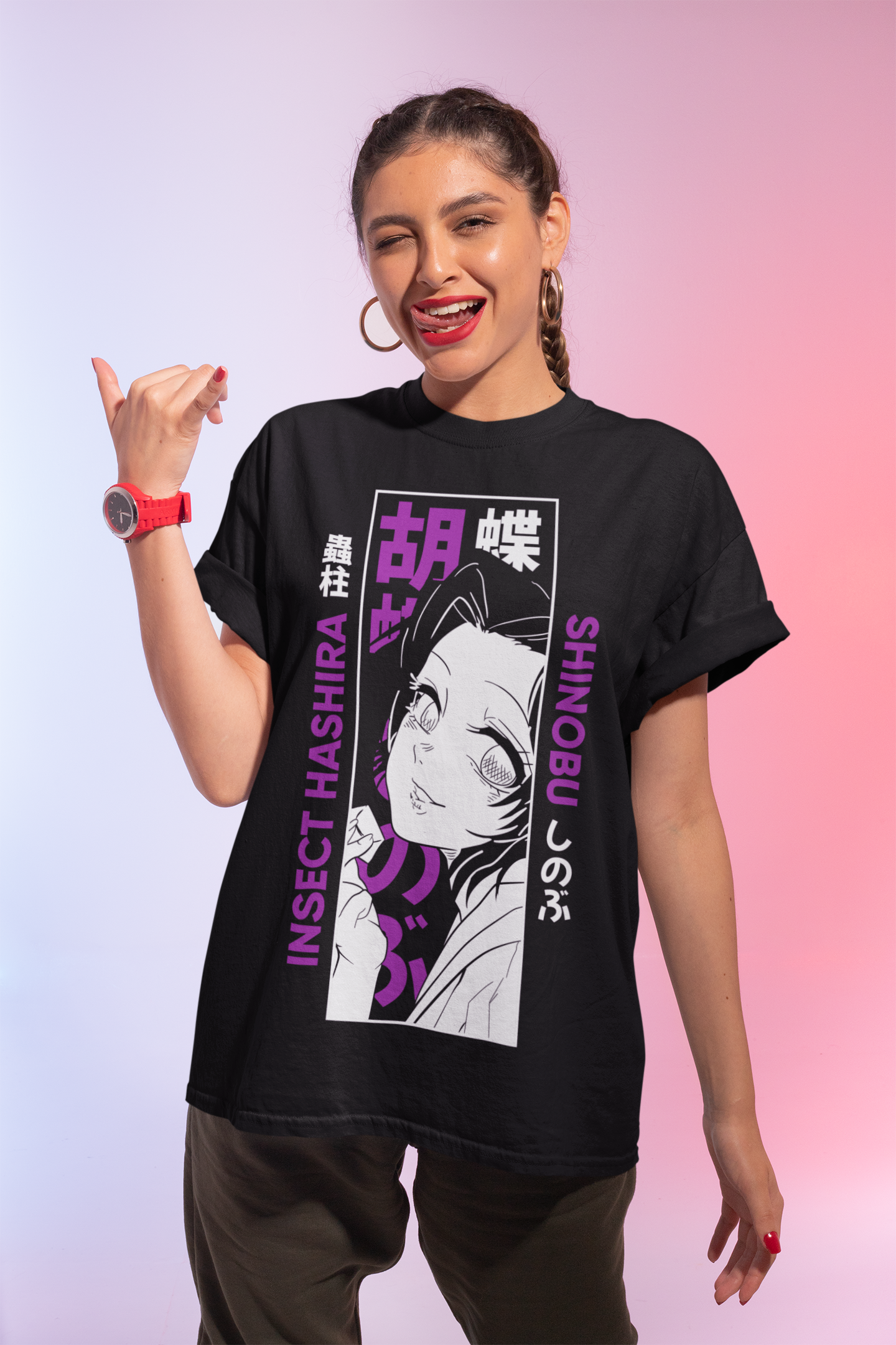 Demon slayer hashira shirt , Shinobu t-shirt anime unisex , T shirt demon slayer gifts for girls boy, Kimetsu no yaiba anime lover shirt