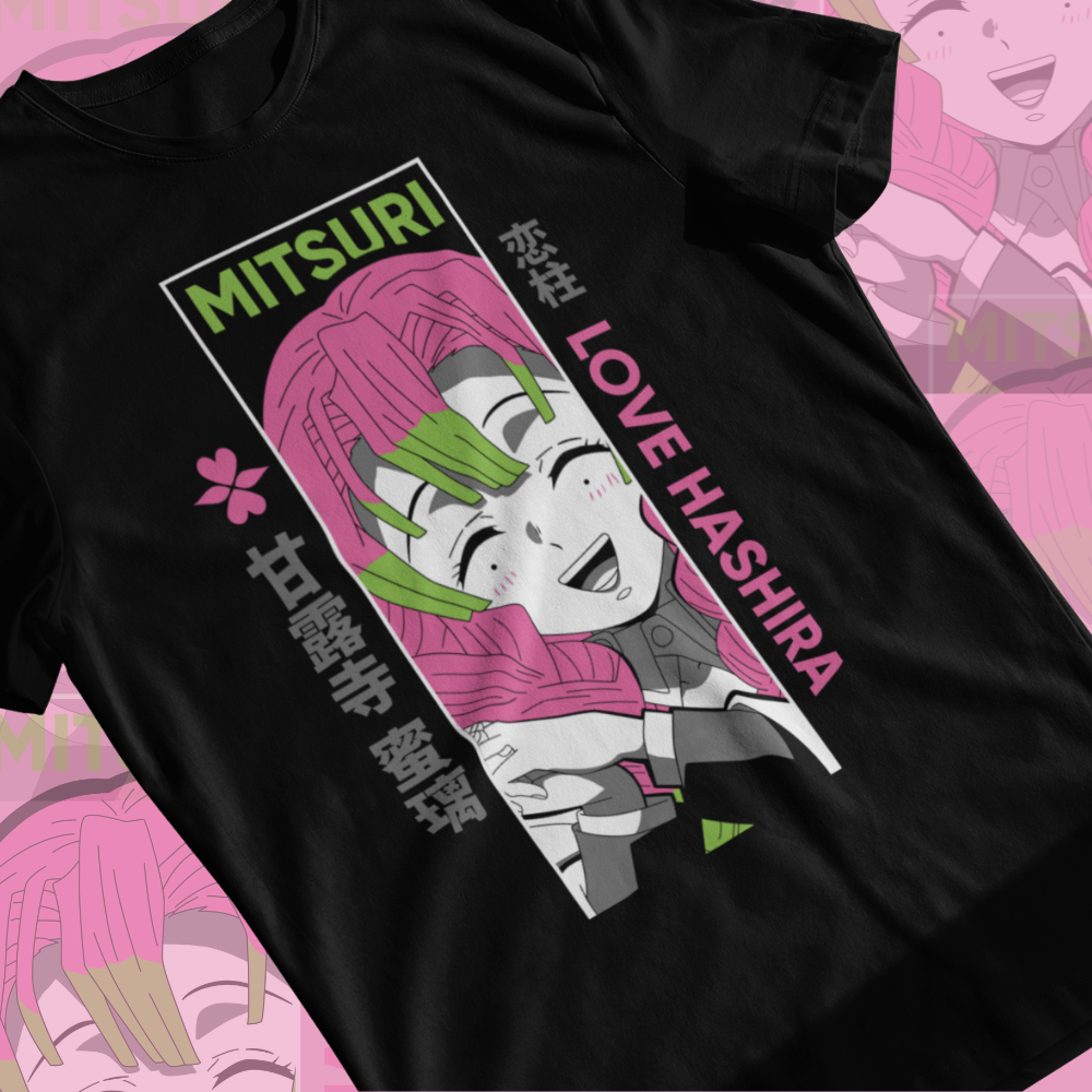 Mitsuri Kanroji T-Shirt,Demon Slayer Hashira Shirt Unisex,Anime Gift for Girls & Boys, Kimetsu no Yaiba Lover Tee, Cute Japanese Anime Shirt