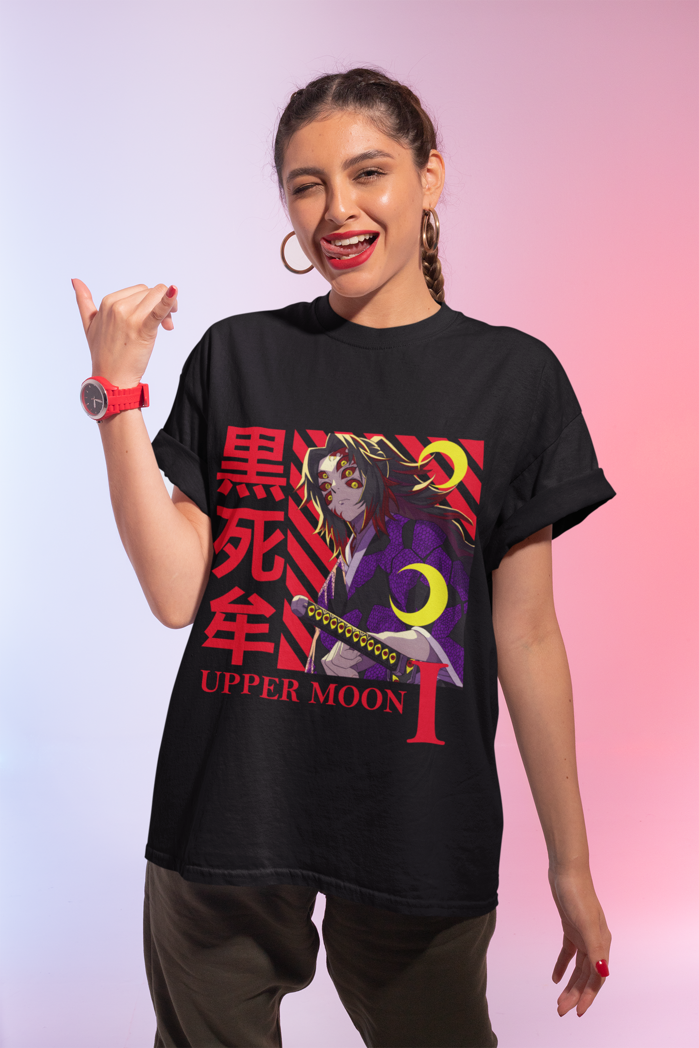 Kokushibo T-hirt, Upper Moon Demon Slayer Anime Shirt Unisex,Kimetsu no Yaiba Villain Tee, Otaku Gift for Boys Girls, Japanese Anime Shirt