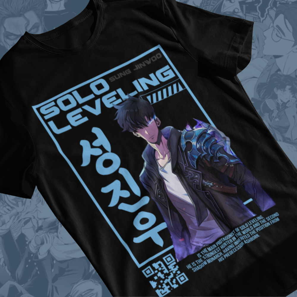 Sung Jinwoo T-Shirt, Solo Leveling Anime Shirt Unisex, Korean Manhwa Tee for Otaku Fans, Shadow Hunter Graphic Tee, Anime Gift for Him Her