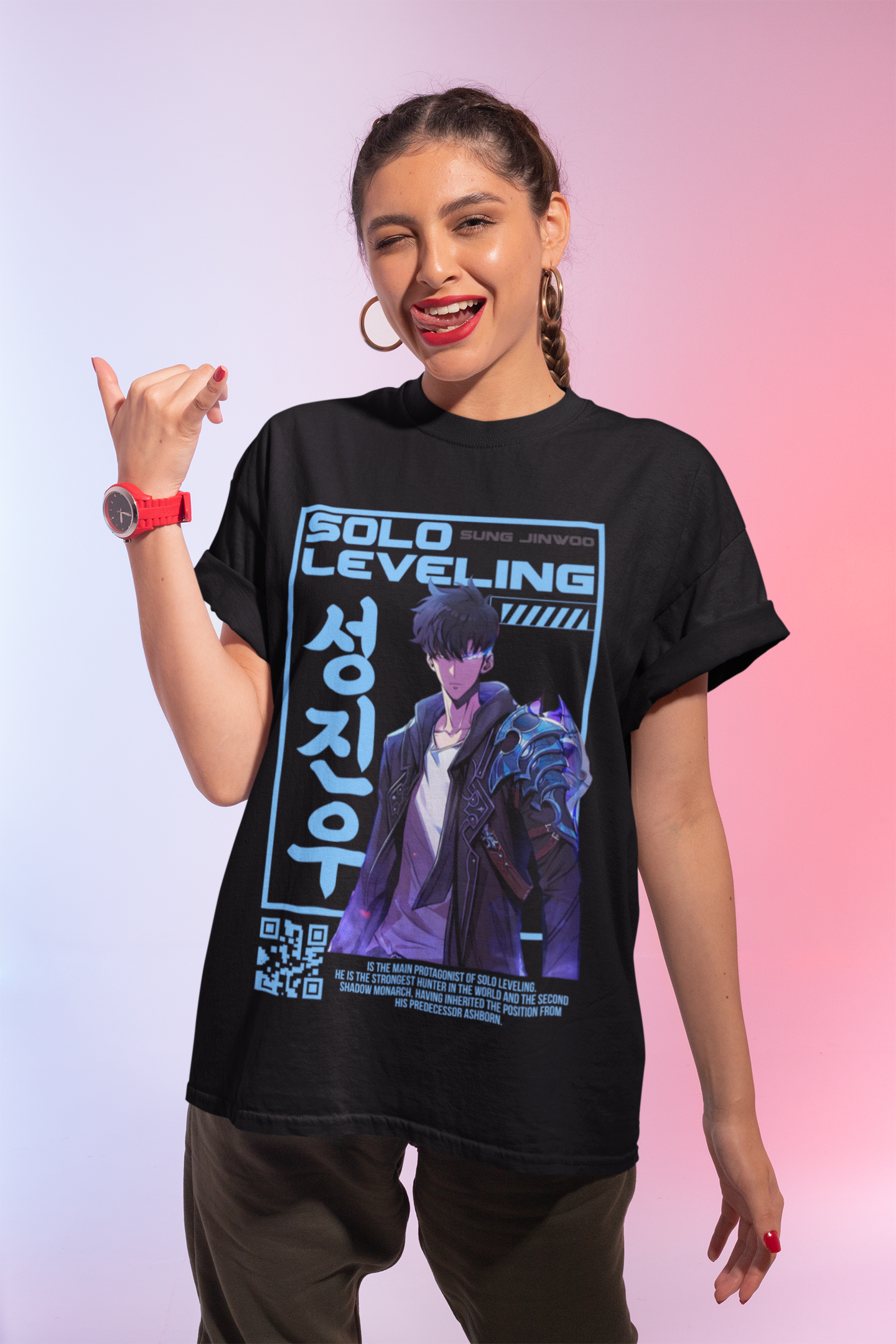 Sung Jinwoo T-Shirt, Solo Leveling Anime Shirt Unisex, Korean Manhwa Tee for Otaku Fans, Shadow Hunter Graphic Tee, Anime Gift for Him Her