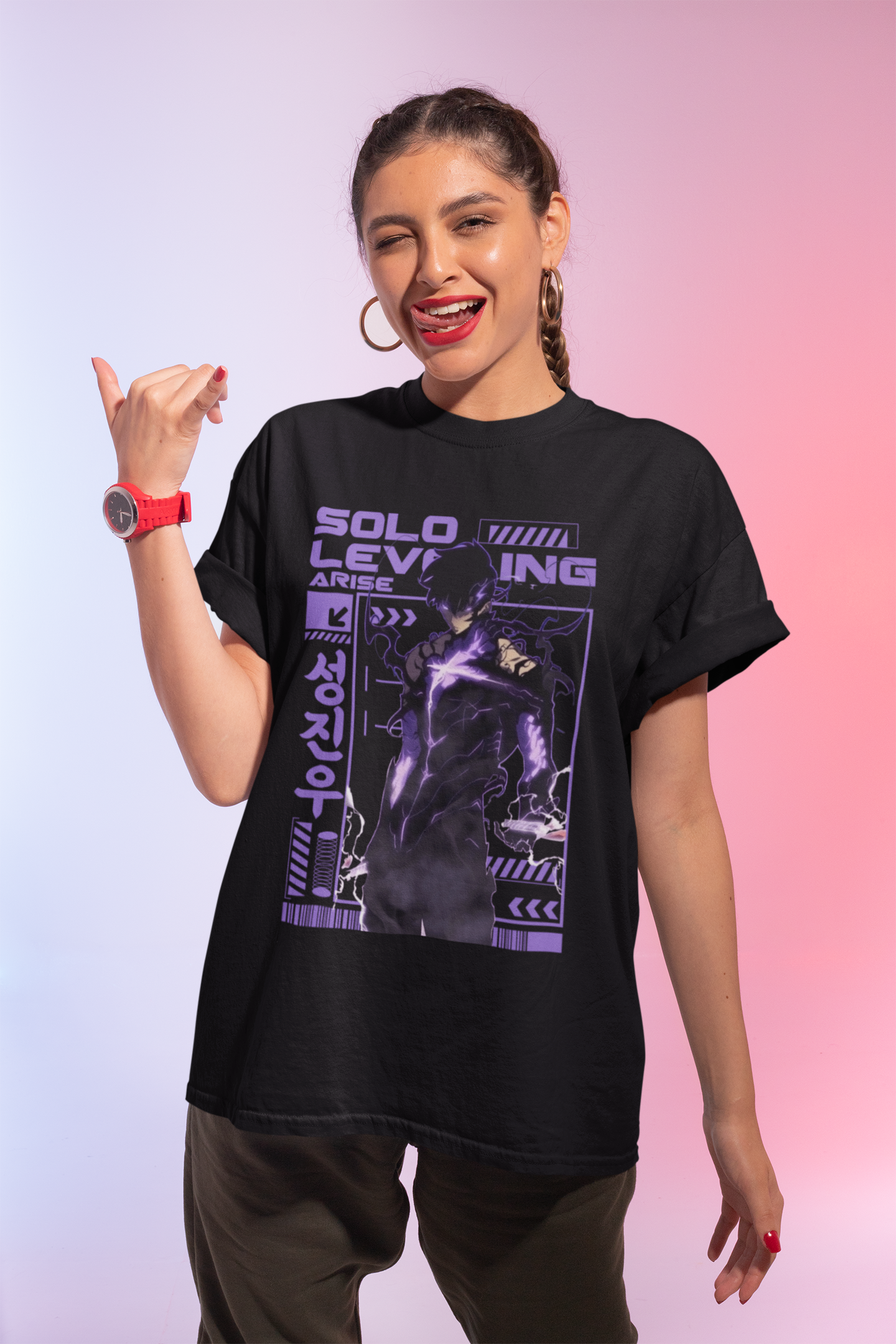 Solo Leveling T-Shirt, Sung Jinwoo Anime Shirt Unisex, Manhwa Graphic Tee, Shadow Monarch Otaku Gift, Korean Anime Shirt for Fans